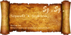 Szpevák Szabina névjegykártya